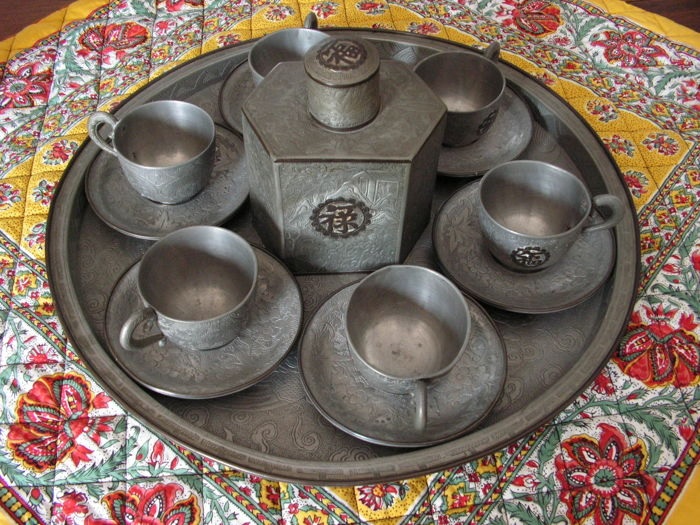 pewter tea set