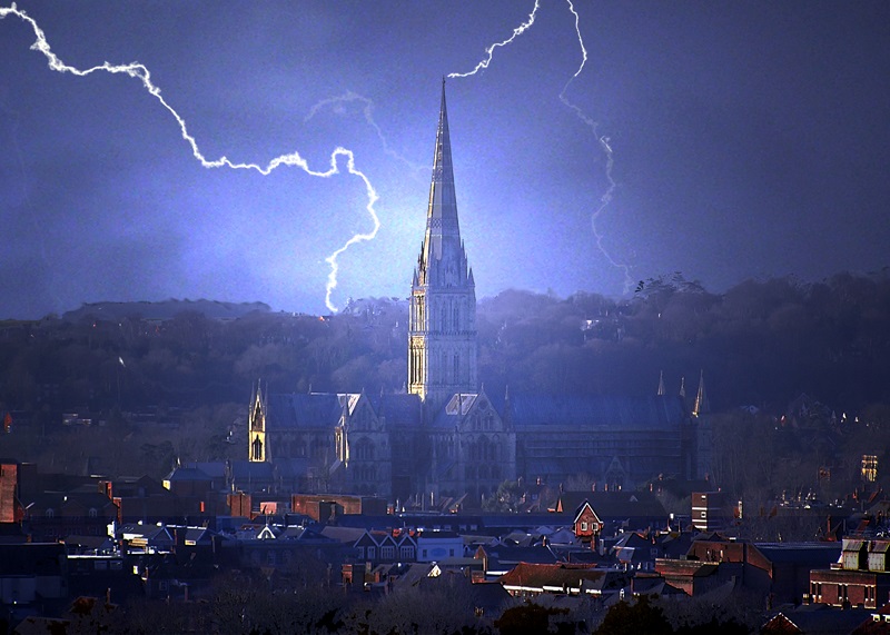salisbury cathedral withstands the wrath of god