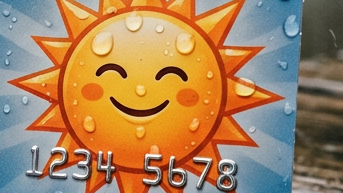 SUNSHINE BANK SUN CARD, masked number, 1234 5678, SARAH J. REED, 09/27, Mastercard, Cirrus